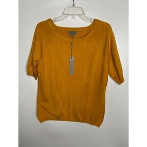 Joseph A Size L Gold Round Neckline Knit Top Pullover Sweater NWT
